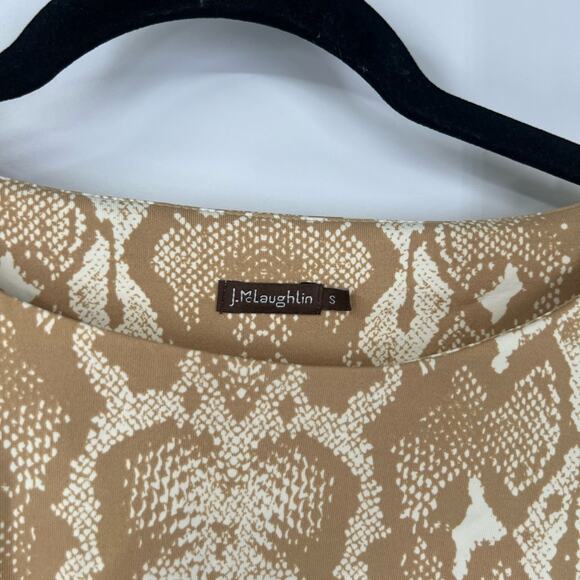 J. McLaughlin Snakeskin Print Ruched 3/4 Sleeves Dress - Picture 3 of 7